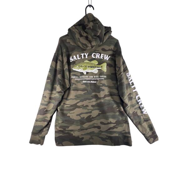 Salty Crew Green Camo Hoodie Sweater "Thrill Seekers And Risk Takers" Size: XL - Picture 1 of 11
